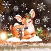 Fensterbild Weihnachten Winter Reh mit Häschen mit Schneeflocken Auf dem Bild ist das Produkt: Fensterbild Weihnachten Winter Reh mit Häschen mit Schneeflocken zum Preis von €13.90 abgebildet.