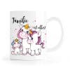 Auf dem Bild ist das Produkt: Geschenk Tasse bedruckt Familie ist alles Einhorn Familie Keramiktasse zum Preis von €7.90 abgebildet.