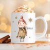 Weihnachtstasse Elfen mit einem Spielzeugauto Geschenk Glocke Lebkuchen Schneeflocken und Wunschnamen, personalisiertes Geschenk Tasse Becher Keramik Auf dem Bild ist das Produkt: Weihnachtstasse Elfen mit einem Spielzeugauto Geschenk Glocke Lebkuchen Schneeflocken und Wunschnamen, personalisiertes Geschenk Tasse Becher Keramik zum Preis von €17.90 abgebildet.