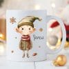 Weihnachtstasse Elfen mit einem Spielzeugauto Geschenk Glocke Lebkuchen Schneeflocken und Wunschnamen, personalisiertes Geschenk Tasse Becher Keramik Auf dem Bild ist das Produkt: Weihnachtstasse Elfen mit einem Spielzeugauto Geschenk Glocke Lebkuchen Schneeflocken und Wunschnamen, personalisiertes Geschenk Tasse Becher Keramik zum Preis von €17.90 abgebildet.