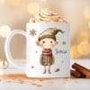 Weihnachtstasse Elfen mit einem Spielzeugauto Geschenk Glocke Lebkuchen Schneeflocken und Wunschnamen, personalisiertes Geschenk Tasse Becher Keramik Auf dem Bild ist das Produkt: Weihnachtstasse Elfen mit einem Spielzeugauto Geschenk Glocke Lebkuchen Schneeflocken und Wunschnamen, personalisiertes Geschenk Tasse Becher Keramik zum Preis von €17.90 abgebildet.