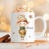Weihnachtstasse Elfen mit einem Spielzeugauto Geschenk Glocke Lebkuchen Schneeflocken und Wunschnamen, personalisiertes Geschenk Tasse Becher Keramik Auf dem Bild ist das Produkt: Weihnachtstasse Elfen mit einem Spielzeugauto Geschenk Glocke Lebkuchen Schneeflocken und Wunschnamen, personalisiertes Geschenk Tasse Becher Keramik zum Preis von €17.90 abgebildet.