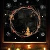 Auf dem Bild ist das Produkt: Wiederverwendbares Fensterbild Weihnachten Kranz aus Zweigen Haus Sterne Holzoptik Weihnachtsdeko zum Preis von €13.90 abgebildet.