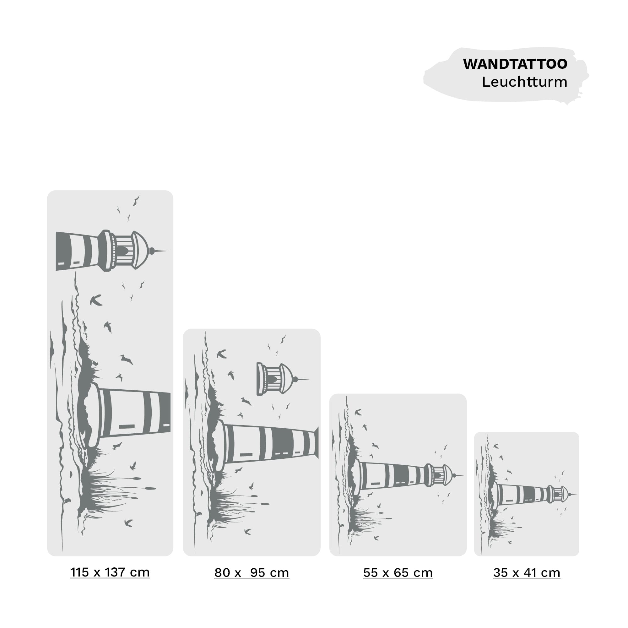 Auf dem Bild ist das Produkt: Wandtattoo Strand mit Leuchtturm und Vögeln maritime Dekoration zum Preis von €23.9 abgebildet.