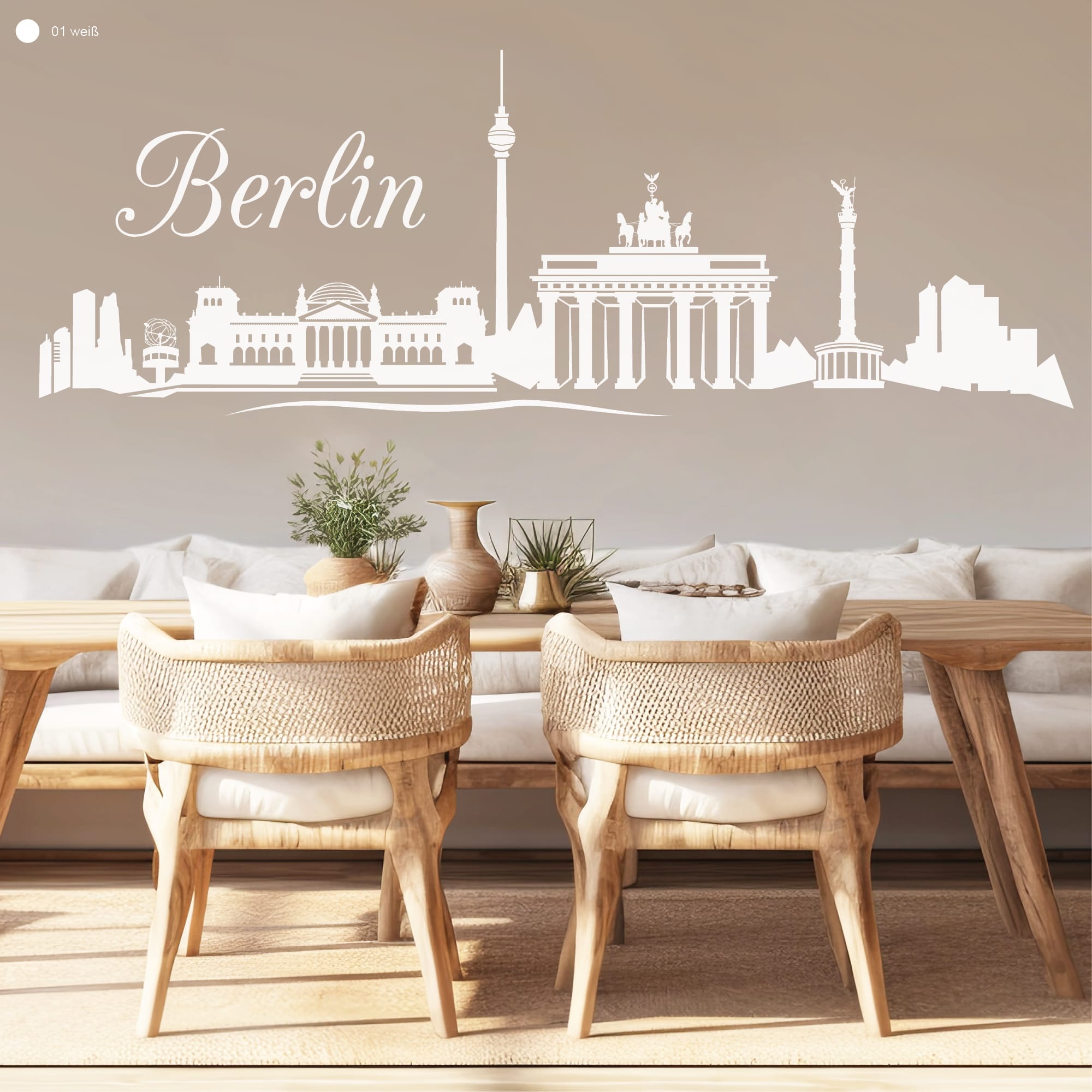 Auf dem Bild ist das Produkt: Wandtattoo Skyline Berlin Wandaufkleber, Heimat zum Preis von €22.90 abgebildet.