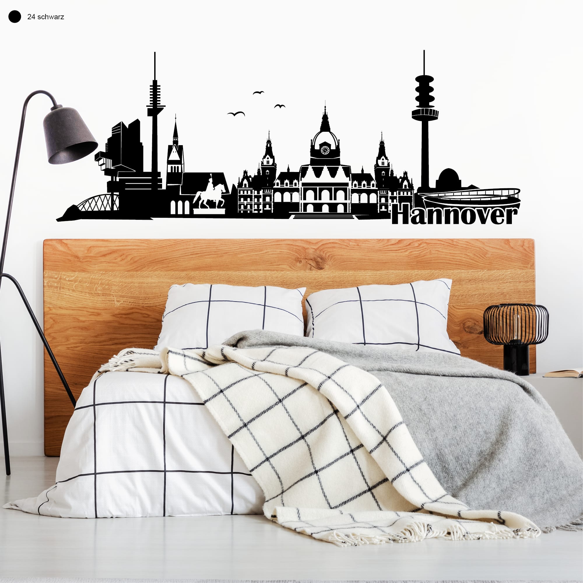 Auf dem Bild ist das Produkt: Wandtattoo Wandbild Hannover Skyline Niedersachsen, Heimat zum Preis von €27.9 abgebildet.