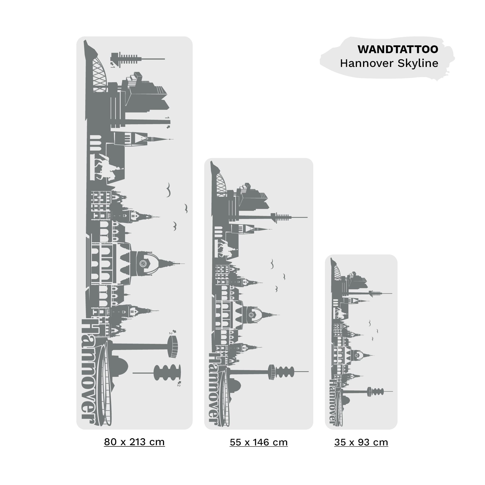 Auf dem Bild ist das Produkt: Wandtattoo Wandbild Hannover Skyline Niedersachsen, Heimat zum Preis von €27.9 abgebildet.