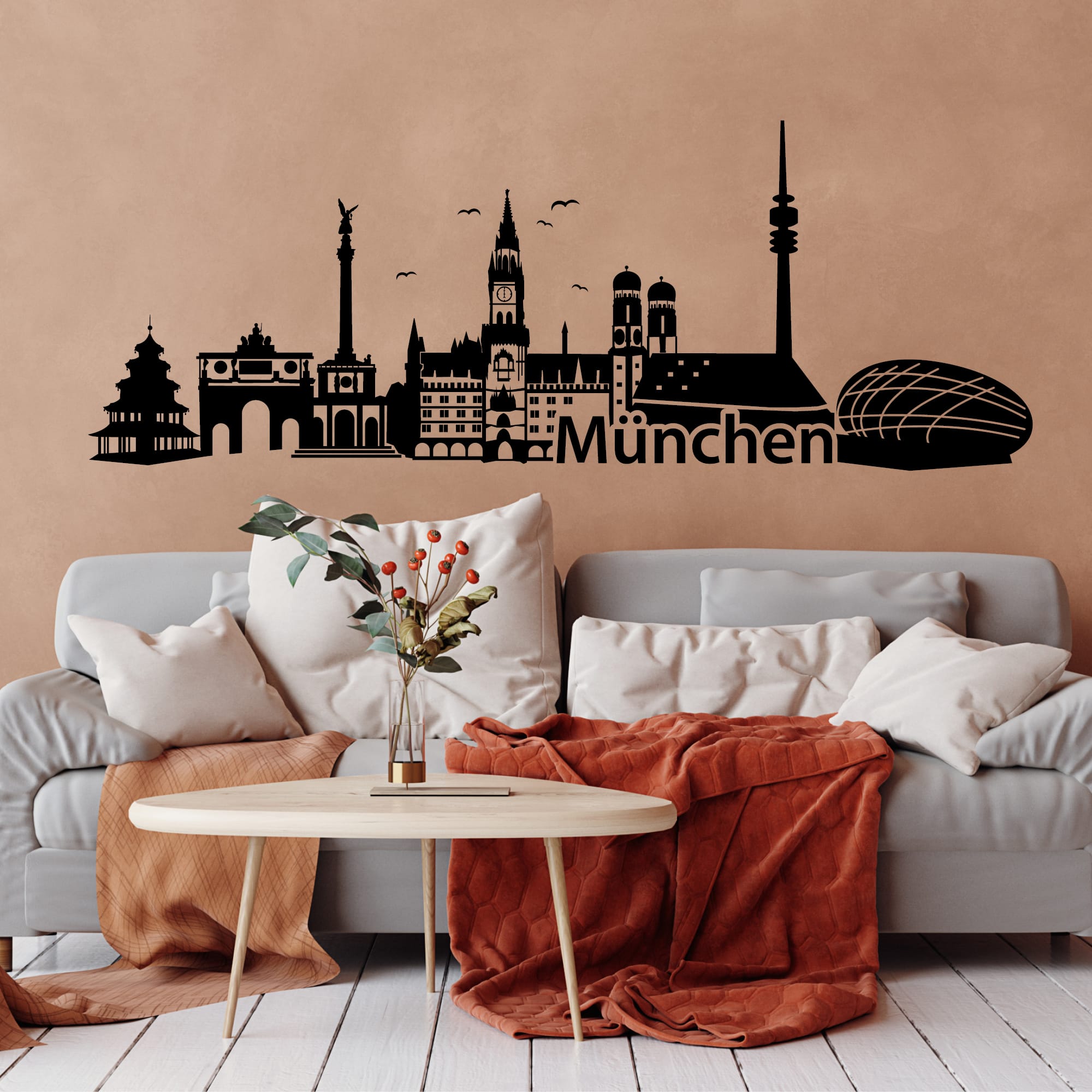 Wandtattoo Skyline München Wandaufkleber Bayern Silhouette Wandsticker