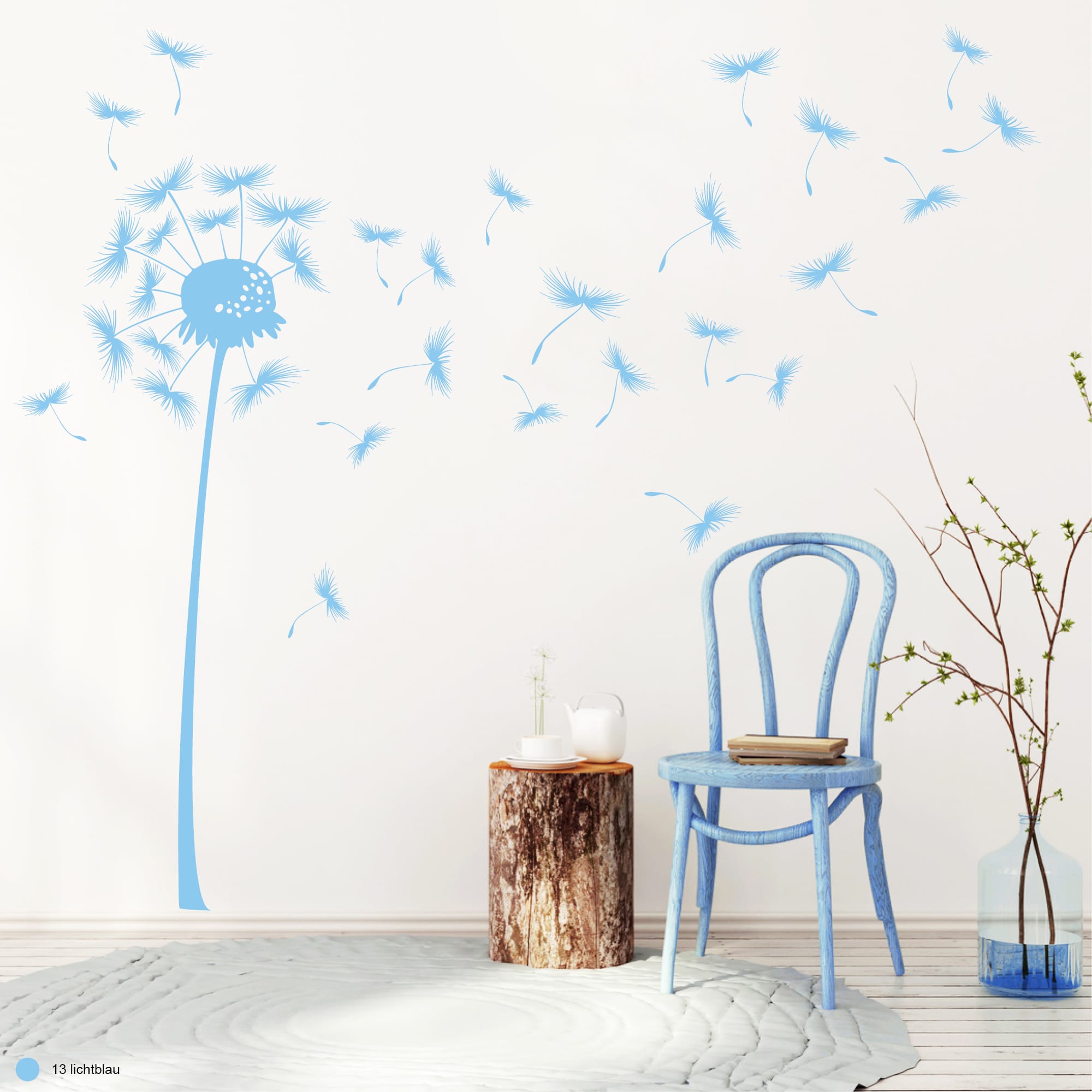 Auf dem Bild ist das Produkt: Wandtattoo Pusteblume mit vielen Pollen, Wohndekoration, Gestaltung Wohnung zum Preis von €27.9 abgebildet.