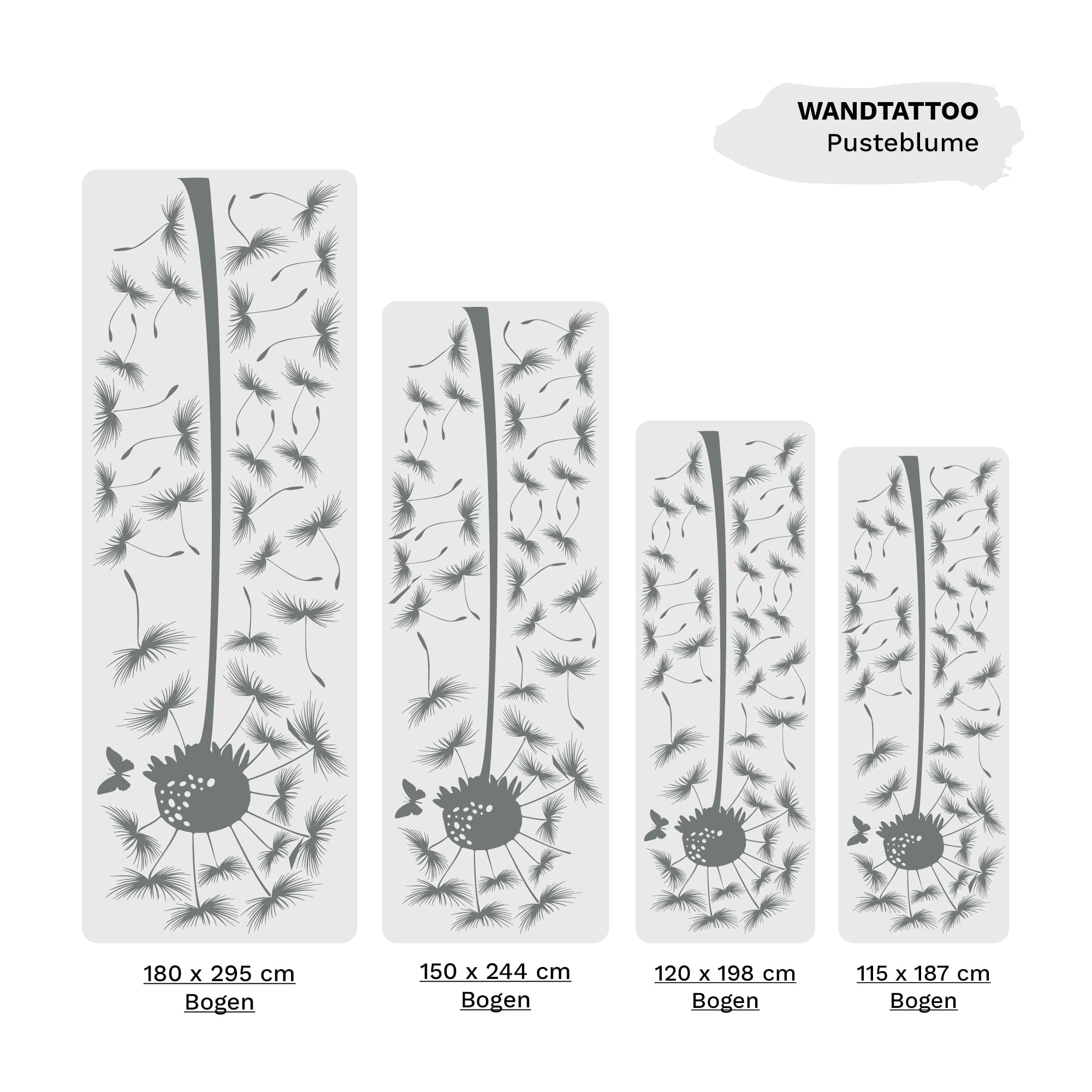 Auf dem Bild ist das Produkt: Wandtattoo Pusteblume mit vielen Pollen, Wohndekoration, Gestaltung Wohnung zum Preis von €27.9 abgebildet.