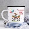 Kindertasse Emaille Becher Hase auf Fahrrad Schulkind personalisiertes Geschenk Einschulung Schulanfang Mädchen Auf dem Bild ist das Produkt: Kindertasse Emaille Becher Hase auf Fahrrad Schulkind personalisiertes Geschenk Einschulung Schulanfang Mädchen zum Preis von €18.90 abgebildet.