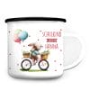Kindertasse Emaille Becher Hase auf Fahrrad Schulkind personalisiertes Geschenk Einschulung Schulanfang Mädchen Auf dem Bild ist das Produkt: Kindertasse Emaille Becher Hase auf Fahrrad Schulkind personalisiertes Geschenk Einschulung Schulanfang Mädchen zum Preis von €18.90 abgebildet.