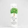 Auf dem Bild ist das Produkt: Taufkerze Junge/ Mädchen Lebensbaum Baum mit Blüten bedruckt mit Namen, Datum und auf Wunsch eigenem, vorgegebenem oder keinem Taufspruch zum Preis von €6.4 abgebildet.