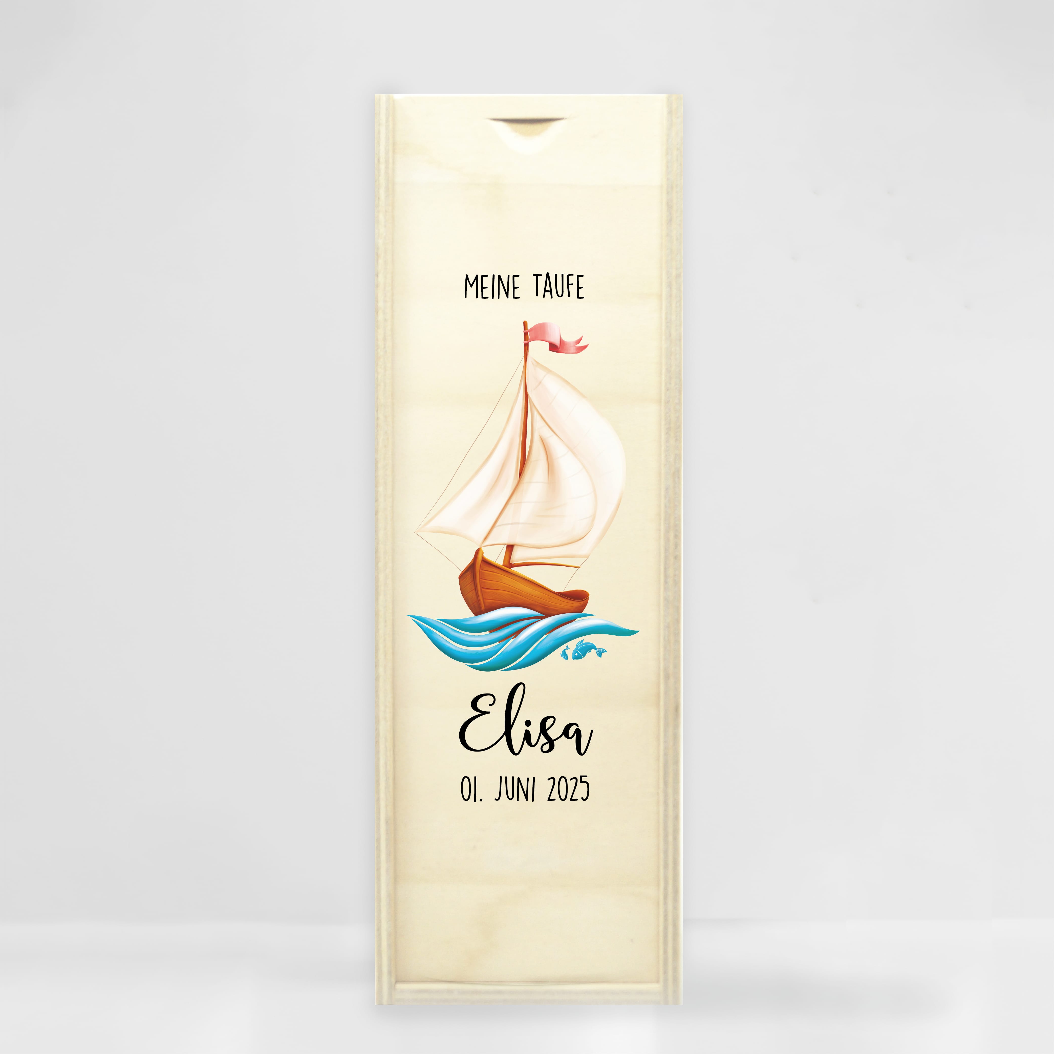 Auf dem Bild ist das Produkt: Taufkerze Segelboot Schiff Junge Mädchen Boot Name Datum Taufspruch Kerze zur Taufe Meer zum Preis von €6.4 abgebildet.