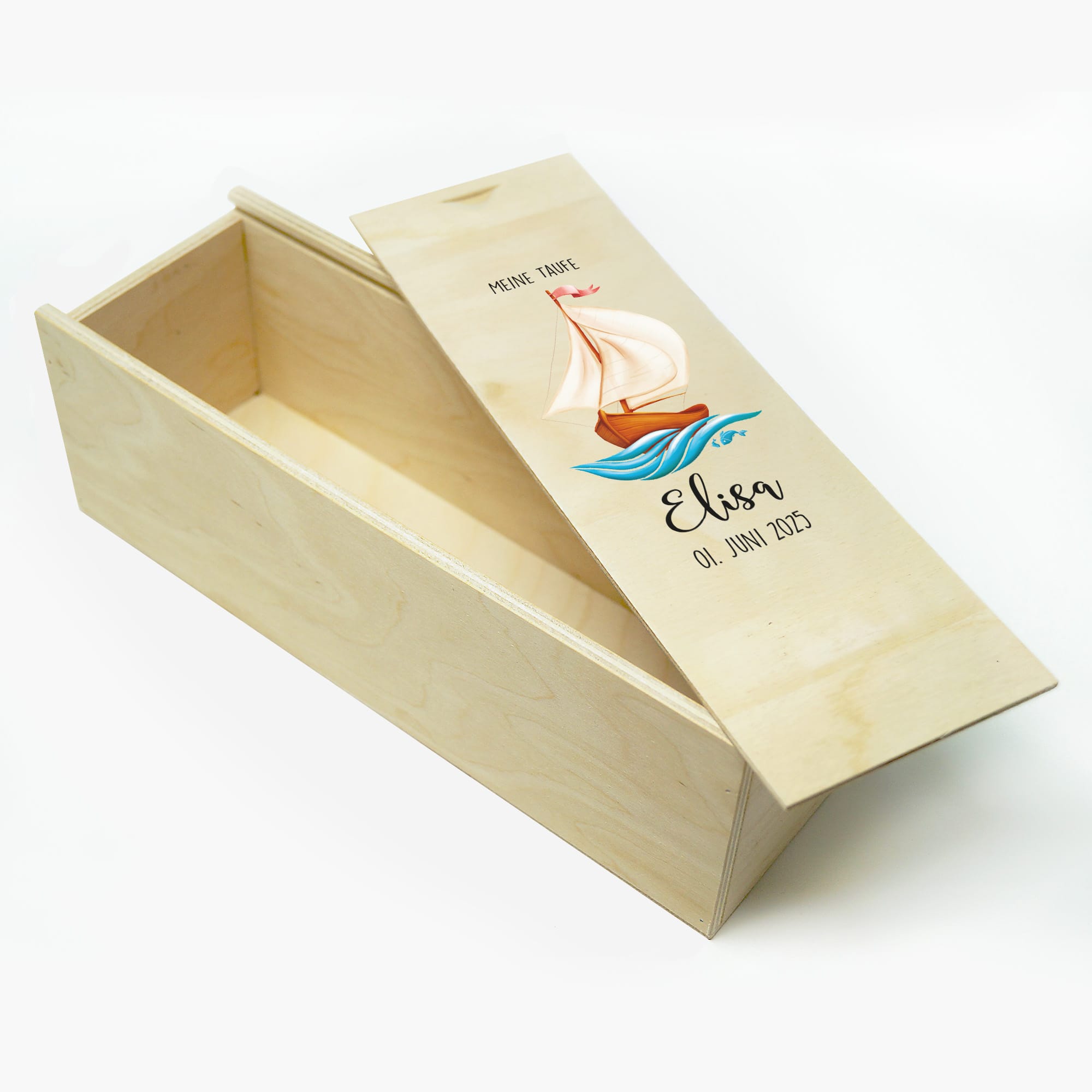 Auf dem Bild ist das Produkt: Taufkerze Segelboot Schiff Junge Mädchen Boot Name Datum Taufspruch Kerze zur Taufe Meer zum Preis von €6.4 abgebildet.