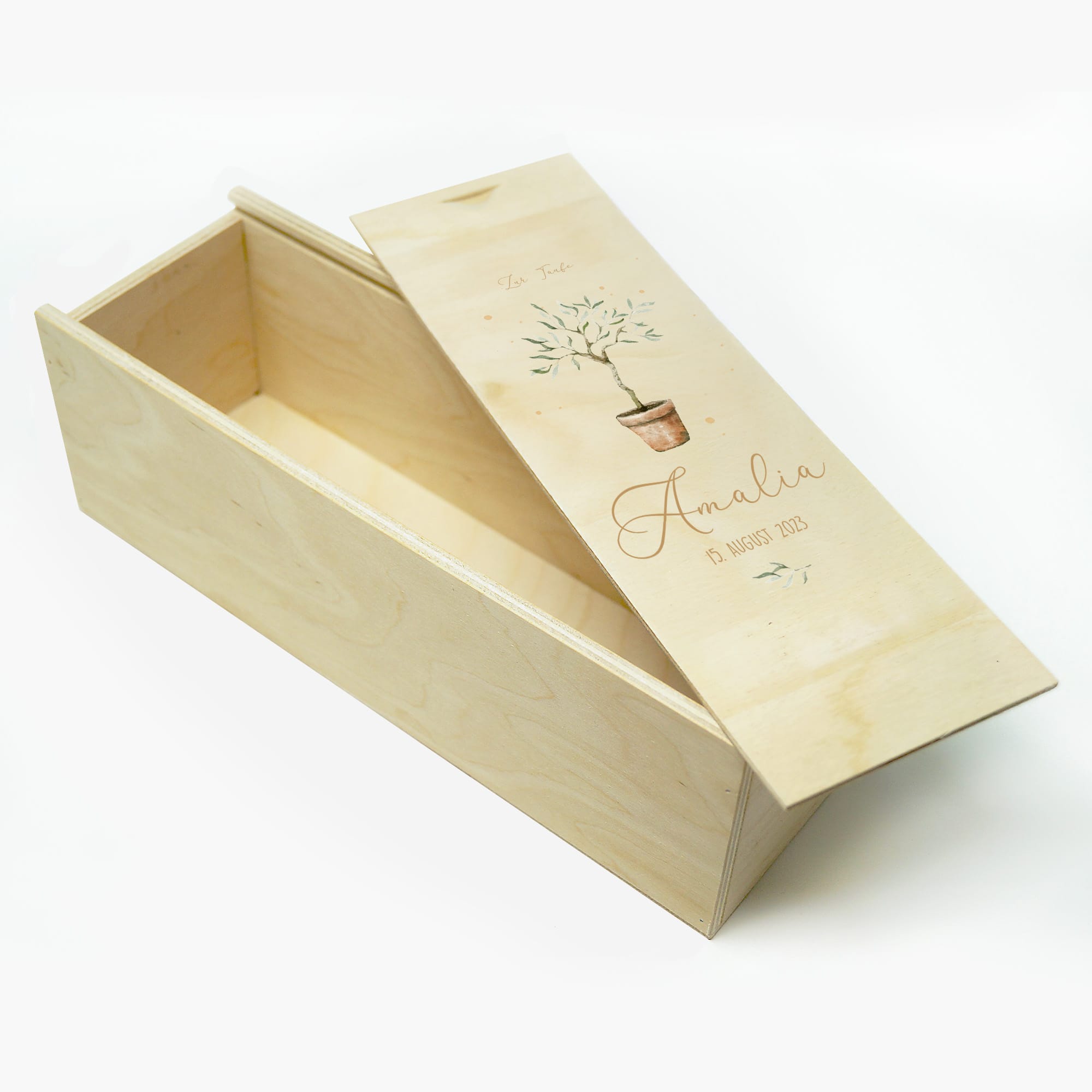 Auf dem Bild ist das Produkt: Taufkerze oder Kerze zur Geburt Junge Mädchen junger Oliven Baum Bäumchen pastell mit Namen, Datum und Spruch zum Preis von €6.4 abgebildet.