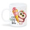 Auf dem Bild ist das Produkt: Tasse aus Keramik oder Kunststoff bedruckt Eule Mädchen Schulkind Schultüte personalisiert mit Wunschnamen zum Preis von €16.9 abgebildet.