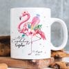 Tasse aus Keramik oder Kunststoff bedruckt Flamingo Schultüte Stifte Blüten personalisiert mit Wunschnamen und Datum Auf dem Bild ist das Produkt: Tasse aus Keramik oder Kunststoff bedruckt Flamingo Schultüte Stifte Blüten personalisiert mit Wunschnamen und Datum zum Preis von €16.9 abgebildet.