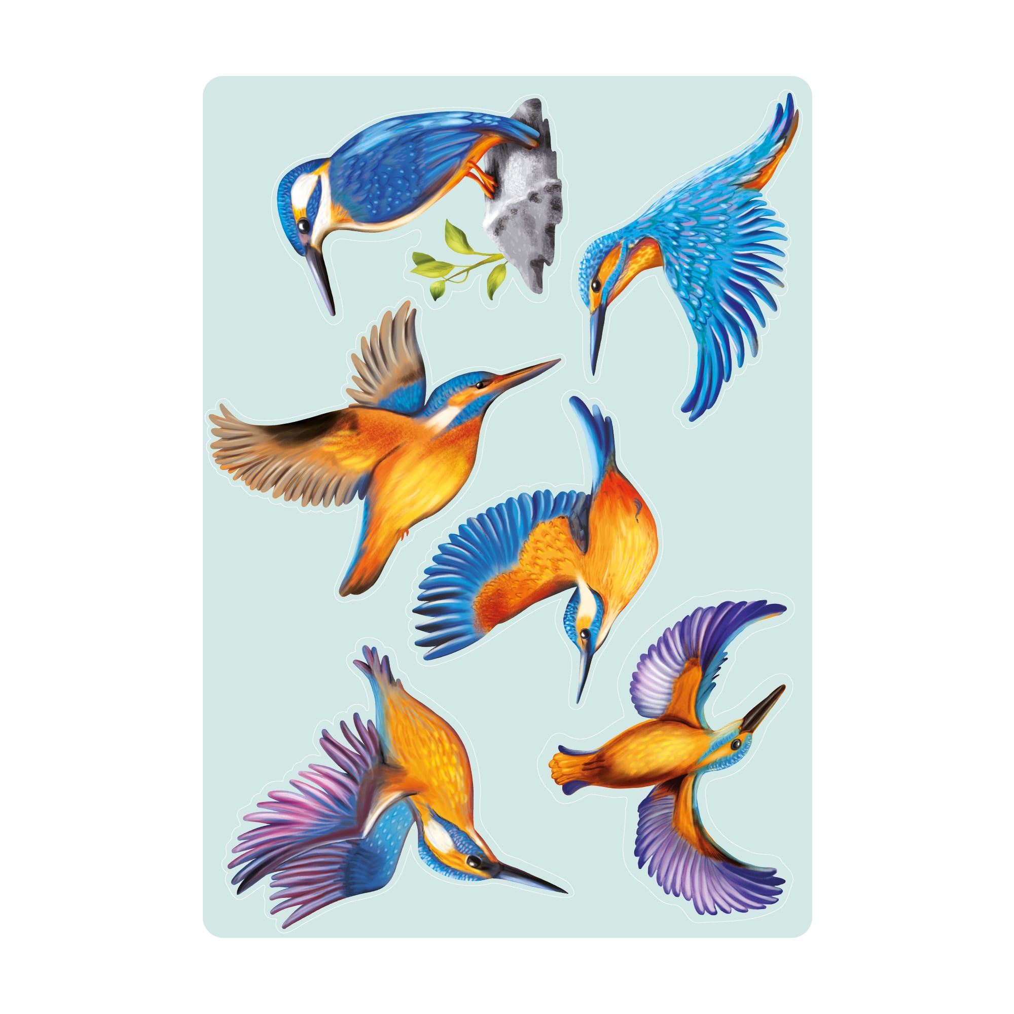 Auf dem Bild ist das Produkt: Frühling Fensterbild Vogel Eisvögel Vogelset bunt farbig wiederverwendbare Fensteraufkleber Kinderzimmer Baby Kind zum Preis von €13.90 abgebildet.