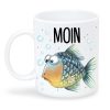 Bedruckte Keramik Tasse Fisch Moin maritim Geschenk Geburtstag 330 ml weiß Auf dem Bild ist das Produkt: Bedruckte Keramik Tasse Fisch Moin maritim Geschenk Geburtstag 330 ml weiß zum Preis von €15.90 abgebildet.