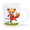 Bedruckte Tasse Becher Fuchs Fussballfan personalisiert mit Wunschname, Geschenk Geburtstag Auf dem Bild ist das Produkt: Bedruckte Tasse Becher Fuchs Fussballfan personalisiert mit Wunschname, Geschenk Geburtstag zum Preis von €17.90 abgebildet.