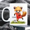 Bedruckte Tasse Becher Fuchs Fussballfan personalisiert mit Wunschname, Geschenk Geburtstag Auf dem Bild ist das Produkt: Bedruckte Tasse Becher Fuchs Fussballfan personalisiert mit Wunschname, Geschenk Geburtstag zum Preis von €17.90 abgebildet.