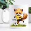 Bedruckte Tasse Becher Fuchs Fussballfan personalisiert mit Wunschname, Geschenk Geburtstag Auf dem Bild ist das Produkt: Bedruckte Tasse Becher Fuchs Fussballfan personalisiert mit Wunschname, Geschenk Geburtstag zum Preis von €17.90 abgebildet.