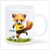 Bedruckte Tasse Becher Fuchs Fussballfan personalisiert mit Wunschname, Geschenk Geburtstag Auf dem Bild ist das Produkt: Bedruckte Tasse Becher Fuchs Fussballfan personalisiert mit Wunschname, Geschenk Geburtstag zum Preis von €17.90 abgebildet.