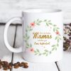 Bedruckte Tasse Nur die besten Mamas werden zur Oma befördert… Geschenk Mama Oma Blätterkranz mit Blumen Auf dem Bild ist das Produkt: Bedruckte Tasse Nur die besten Mamas werden zur Oma befördert… Geschenk Mama Oma Blätterkranz mit Blumen zum Preis von €15.90 abgebildet.