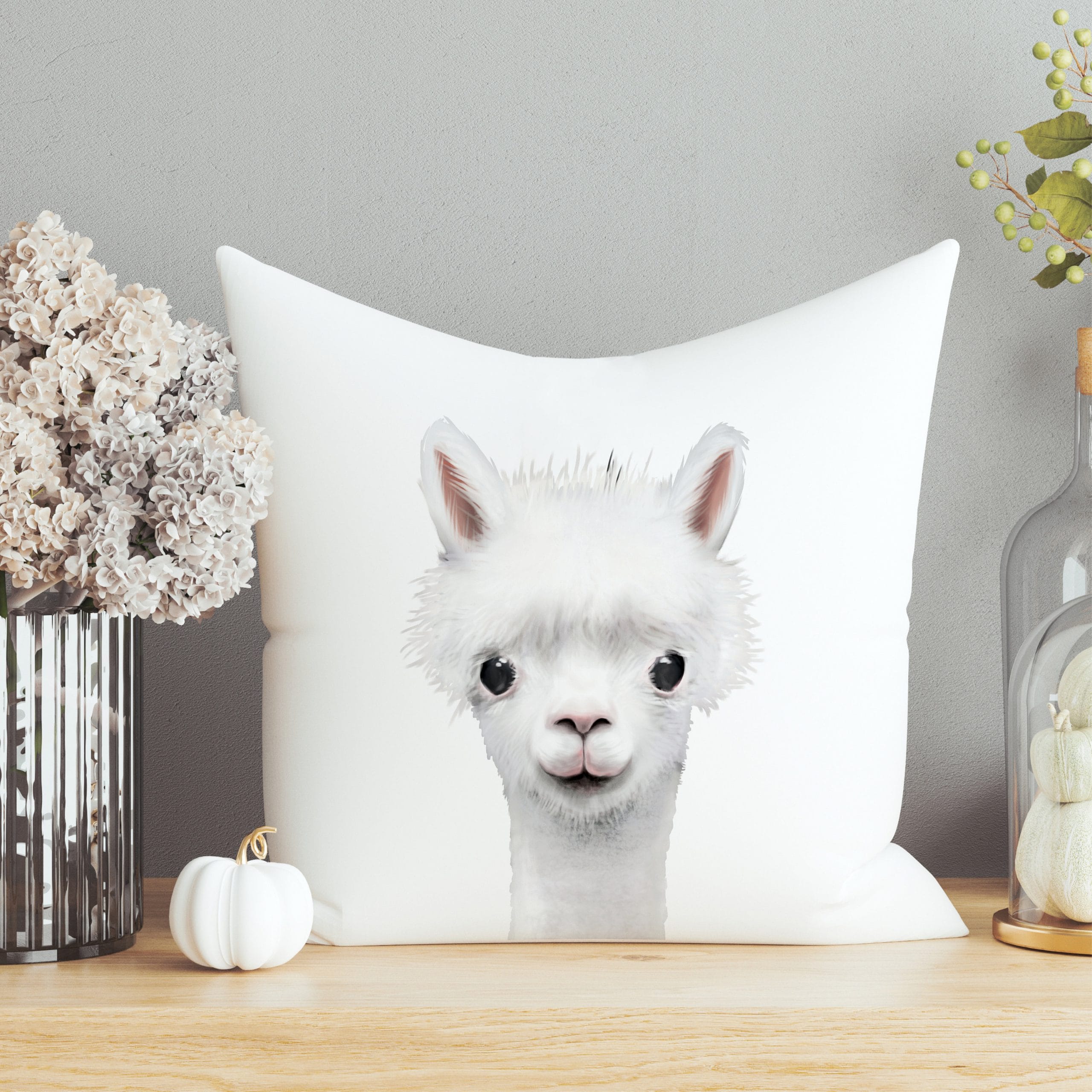 Bedrucktes Kissen mit Aufdruck Lama Alpaka Geschenk