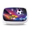 Auf dem Bild ist das Produkt: Brotdose Fußball Fußballer personalisiert mit Wunschnamen Schule Geschenk Geburtstag Einschulungsgeschenk zum Preis von €19.9 abgebildet.