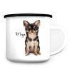 Campingbecher Emaille Hund Chihuahua mit Wunschname Emaille Tasse Auf dem Bild ist das Produkt: Campingbecher Emaille Hund Chihuahua mit Wunschname Emaille Tasse zum Preis von €18.9 abgebildet.