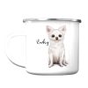 Campingbecher Emaille Hund Chihuahua mit Wunschname Emaille Tasse Auf dem Bild ist das Produkt: Campingbecher Emaille Hund Chihuahua mit Wunschname Emaille Tasse zum Preis von €18.9 abgebildet.