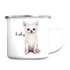 Campingbecher Emaille Hund Chihuahua mit Wunschname Emaille Tasse Auf dem Bild ist das Produkt: Campingbecher Emaille Hund Chihuahua mit Wunschname Emaille Tasse zum Preis von €18.9 abgebildet.