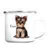 Auf dem Bild ist das Produkt: Campingbecher Emaille Hund Yorkshire Terrier mit Wunschname Emaille Tasse personalisiertes Geschenk zum Preis von €18.9 abgebildet.