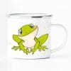 Auf dem Bild ist das Produkt: Campingbecher Emaille Kindertasse Tasse Frosch Heute ist mein Lieblingstag zum Preis von €17.90 abgebildet.