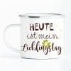 Auf dem Bild ist das Produkt: Campingbecher Emaille Kindertasse Tasse Frosch Heute ist mein Lieblingstag zum Preis von €17.90 abgebildet.