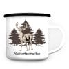 Auf dem Bild ist das Produkt: Campingbecher Naturbursche Hirsch Wald Geschenk für Camper Reisebecher Emaille Tasse zum Preis von €18.9 abgebildet.