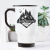 Auf dem Bild ist das Produkt: Edelstahl Thermobecher bedruckt Wald und Berge Adventure awaits Geschenk Geburtstag To Go Becher zum Preis von €21.9 abgebildet.