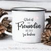 Auf dem Bild ist das Produkt: Emaille Campingbecher Beste Freundinnen mit Wunschnamen Geschenk Geburtstag Freundschaft zum Preis von €18.9 abgebildet.