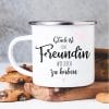 Auf dem Bild ist das Produkt: Emaille Campingbecher Beste Freundinnen mit Wunschnamen Geschenk Geburtstag Freundschaft zum Preis von €18.9 abgebildet.