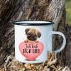 Auf dem Bild ist das Produkt: Emaille Campingbecher Hund Mops Ich hab dich lieb Geschenk Geburtstag zum Preis von €18.9 abgebildet.