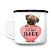 Auf dem Bild ist das Produkt: Emaille Campingbecher Hund Mops Ich hab dich lieb Geschenk Geburtstag zum Preis von €18.9 abgebildet.