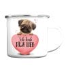 Auf dem Bild ist das Produkt: Emaille Campingbecher Hund Mops Ich hab dich lieb Geschenk Geburtstag zum Preis von €18.9 abgebildet.