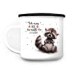 Auf dem Bild ist das Produkt: Emaille Campingbecher Waschbär Ich mag dich Da musst du jetzt durch Kaffeebecher Kindertasse Valentinstag zum Preis von €18.9 abgebildet.