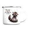 Auf dem Bild ist das Produkt: Emaille Campingbecher Waschbär Ich mag dich Da musst du jetzt durch Kaffeebecher Kindertasse Valentinstag zum Preis von €18.9 abgebildet.