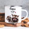 Auf dem Bild ist das Produkt: Emaille Campingbecher Waschbär Omas machen die Welt besser Kaffeetasse Geschenk Muttertag Großmutter, Weihnachtsgeschenk zum Preis von €17.9 abgebildet.
