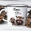 Auf dem Bild ist das Produkt: Emaille Campingbecher Waschbär Omas machen die Welt besser Kaffeetasse Geschenk Muttertag Großmutter, Weihnachtsgeschenk zum Preis von €17.9 abgebildet.