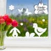 Auf dem Bild ist das Produkt: Fensteraufkleber Fensterdekoration Frühling Schmetterlinge Blumen Hasen, wiederverwendbar, weiß 40 Stück im Set, Frühlingsdeko, Osterdeko zum Preis von €9.9 abgebildet.