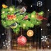 Auf dem Bild ist das Produkt: Fensterbild Weihnachten Winter Weihnachtszweig Tannen Vögel Kugeln Kinderzimmer Fensterdeko wiederverwendbar zum Preis von €13.90 abgebildet.
